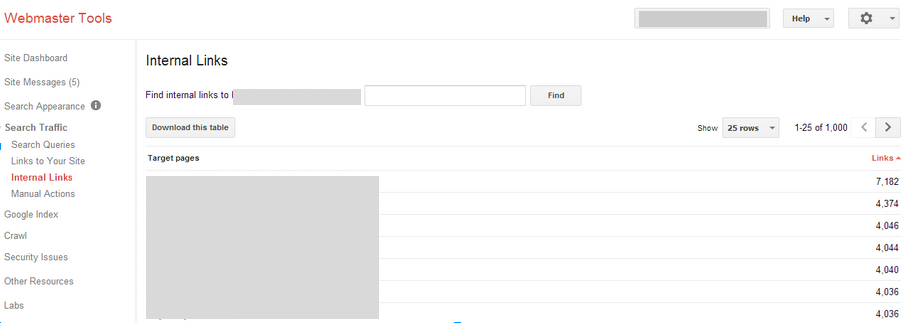 View Links in Google Webmaster Tools