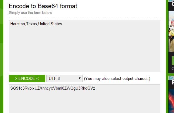 Encode Geo Location using Base64