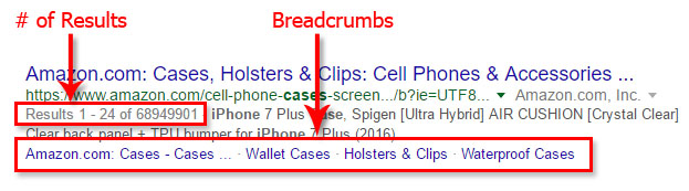 Number of Results & Breadcrumbs in SERPs