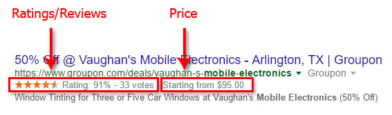 Ratings/Reviews & Price in SERPS