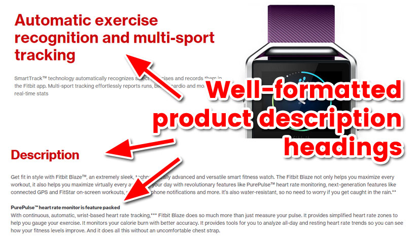 Well-Formatted Product Description Headings