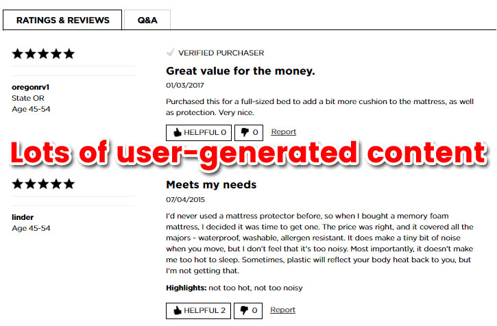 User-Generated Content on Product Pages